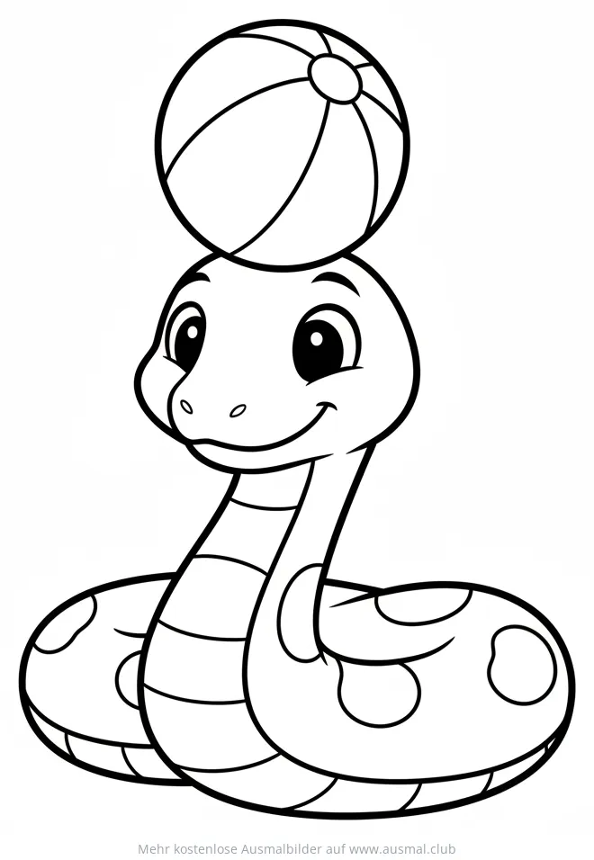 Schlange mit Ball auf dem Kopf Ausmalbild