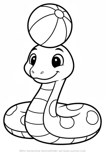 Schlange mit Ball auf dem Kopf Ausmalbild