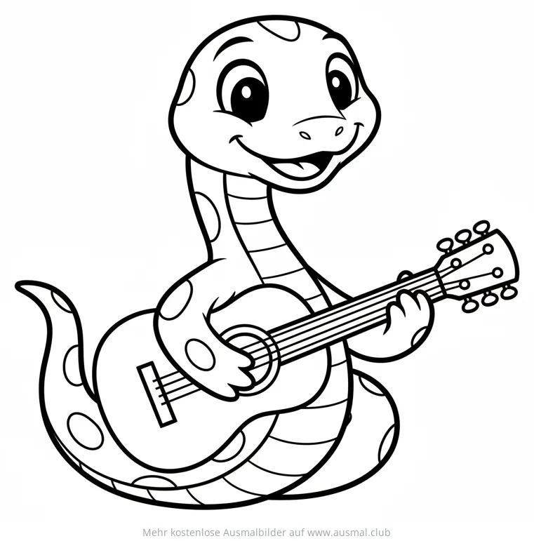 Schlange spielt Gitarre Ausmalbild