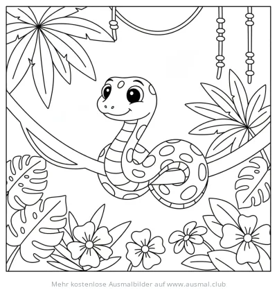 Freundliche Schlange im Dschungel Ausmalbild