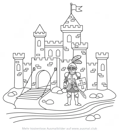 Ritterburg mit Ritter Ausmalbild