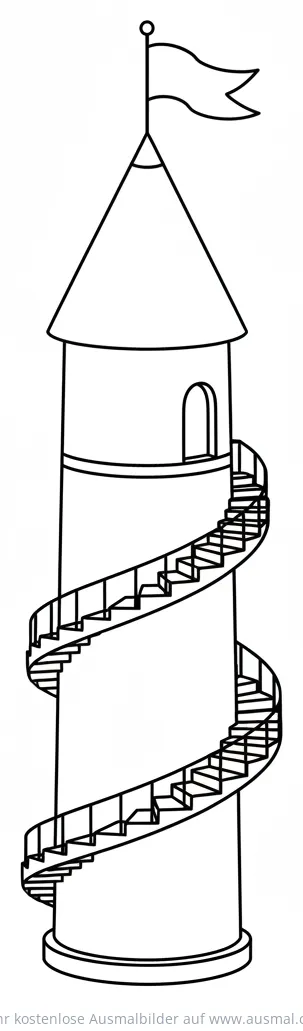 Burgturm mit Wendeltreppe Ausmalbild