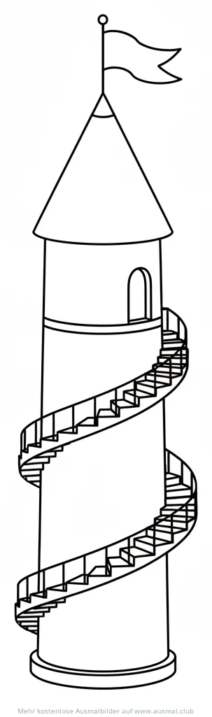 Burgturm mit Wendeltreppe Ausmalbild