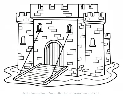 Burg mit Zugbrücke Ausmalbild