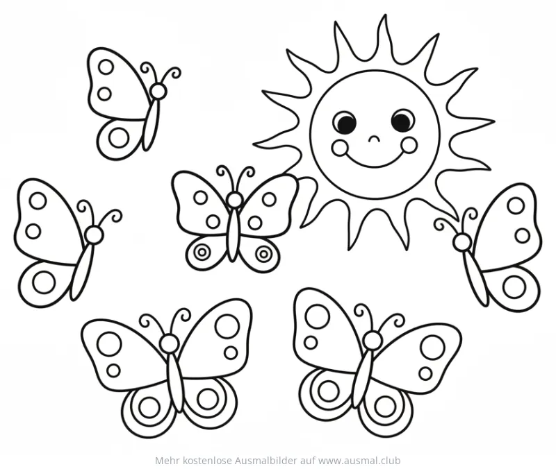 Gruppe von Schmetterlingen Ausmalbild