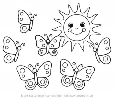 Gruppe von Schmetterlingen Ausmalbild