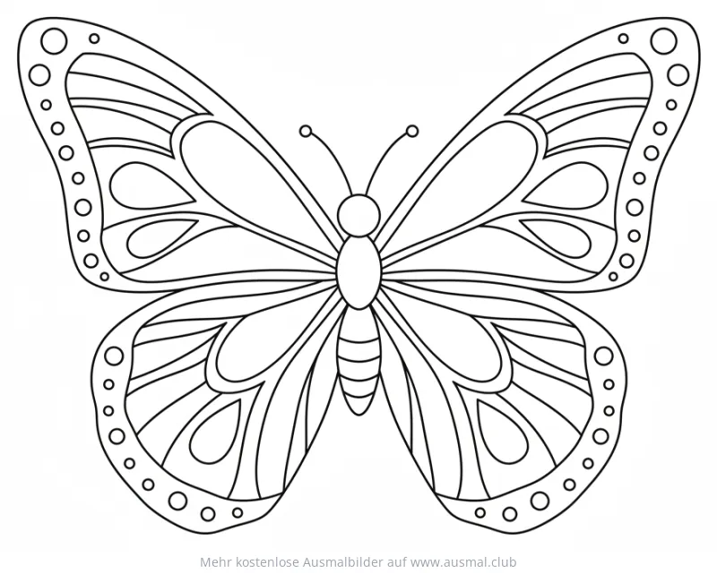 Symmetrischer Schmetterling mit Mustern Ausmalbild
