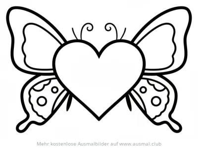 Schmetterlinge Herz Ausmalbild