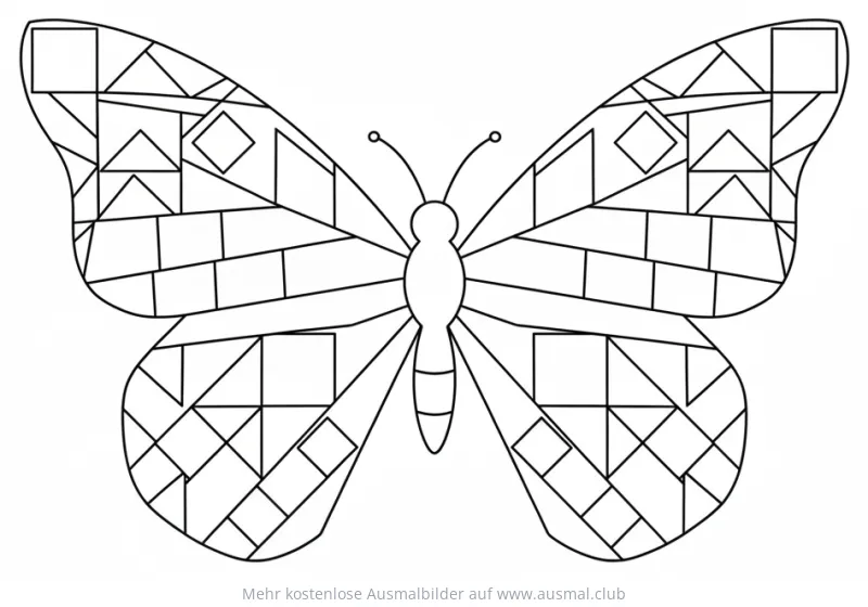 Schmetterling mit geometrischen Formen Ausmalbild