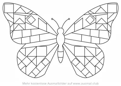 Schmetterling mit geometrischen Formen Ausmalbild