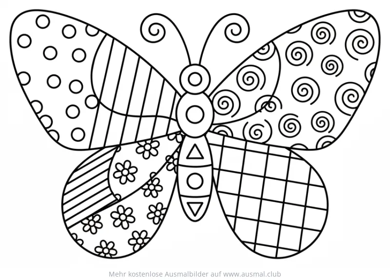 Schmetterling aus Patchwork Ausmalbild