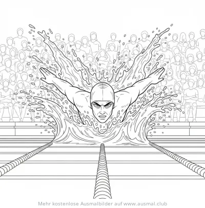 Schwimmer beim Wettkampf Ausmalbild