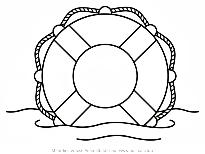 Rettungsring Ausmalbild auf dem Wasser