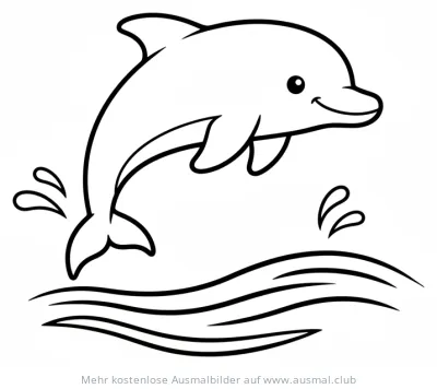 Springender Delfin über Wellen Ausmalbild