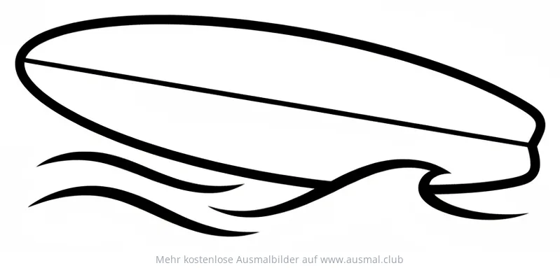 Surfbrett Ausmalbild auf Wellen