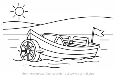 Tretboot Ausmalbild auf dem See