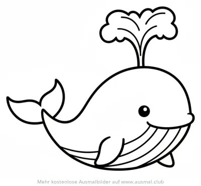 Freundlicher Wal spritzt Wasser Ausmalbild