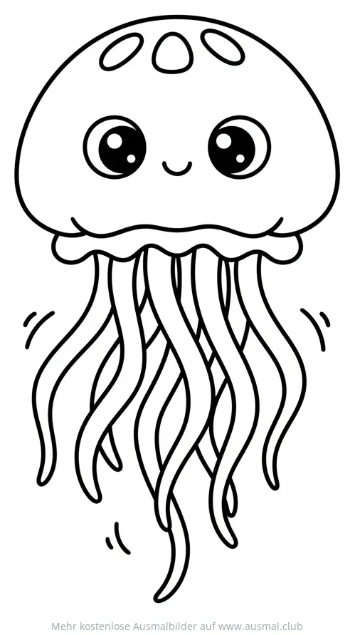Freundliche Qualle Ausmalbild mit Tentakeln