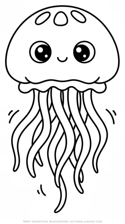 Freundliche Qualle Ausmalbild mit Tentakeln