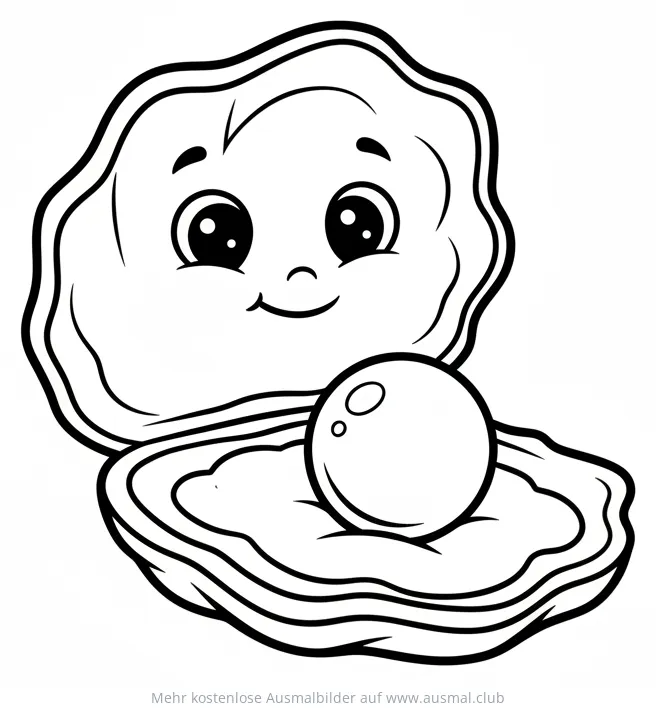 Freundliche Auster mit Perle Ausmalbild