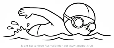 Rückenschwimmer mit Badekappe und Brille im Wasser Ausmalbild