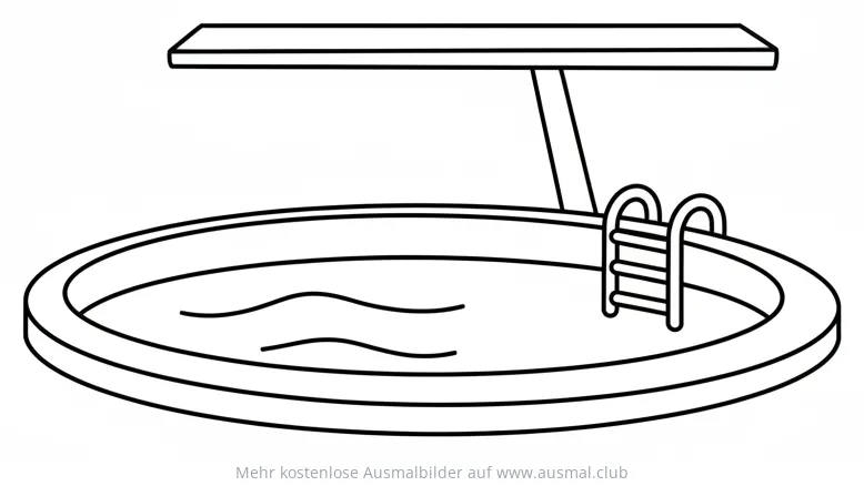 Schwimmbecken mit Sprungbrett und Leiter Ausmalbild