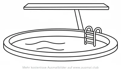 Schwimmbecken mit Sprungbrett und Leiter Ausmalbild