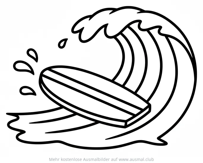 Boogieboard auf Welle Ausmalbild