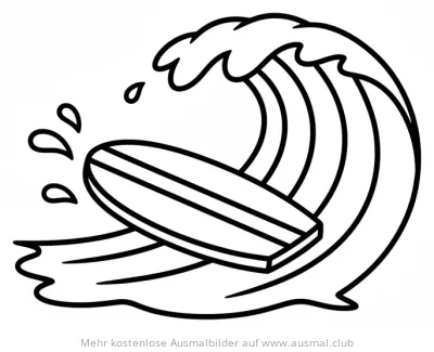 Boogieboard auf Welle Ausmalbild