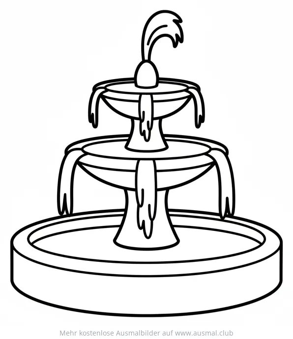 Dreistufige Wasserfontäne Ausmalbild