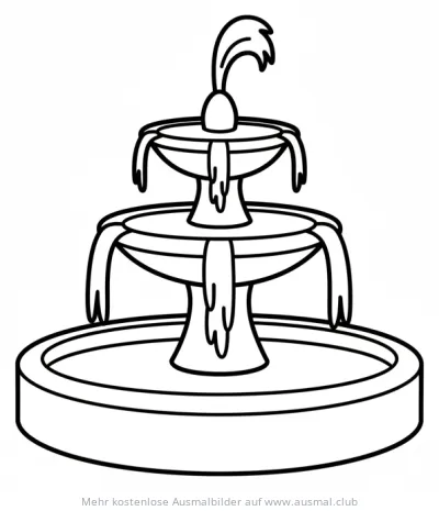 Dreistufige Wasserfontäne Ausmalbild