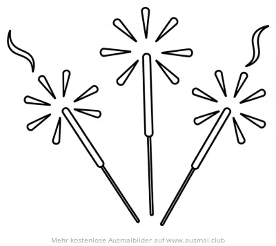 Drei brennende Wunderkerzen Ausmalbild
