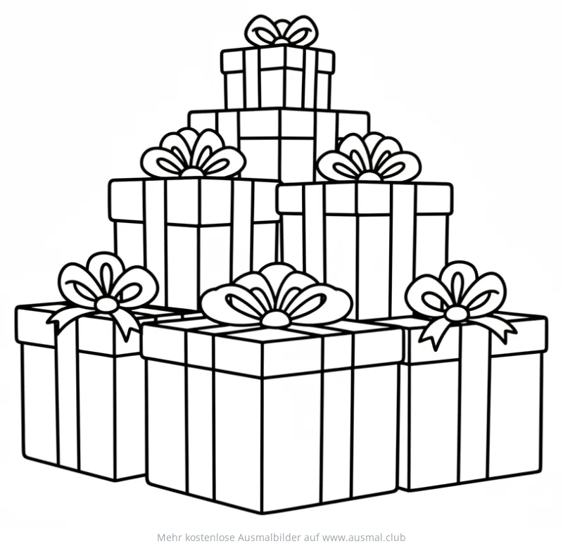 Pyramide aus Geschenken Ausmalbild