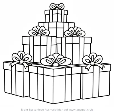 Pyramide aus Geschenken Ausmalbild