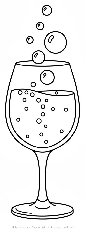 Sektglas mit Bläschen Ausmalbild