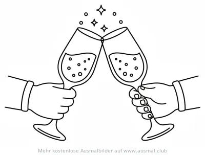 Anstoßende Sektgläser Ausmalbild