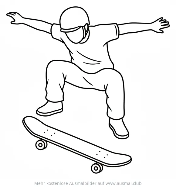 Skateboarder beim Ollie Ausmalbild