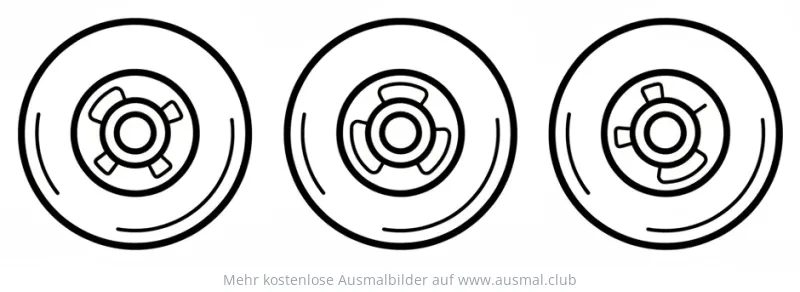 Drei Skateboard Räder Ausmalbild