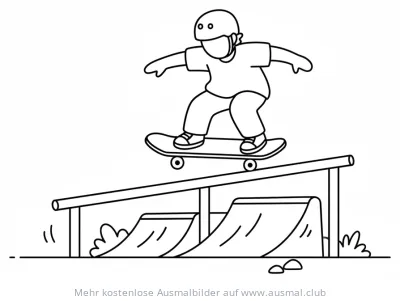 Skateboardfahrer auf Rail Ausmalbild