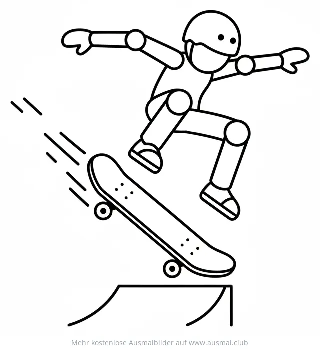 Skateboardfahrer Kickflip Ausmalbild