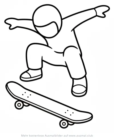 Skater macht Tailgrab Trick Ausmalbild