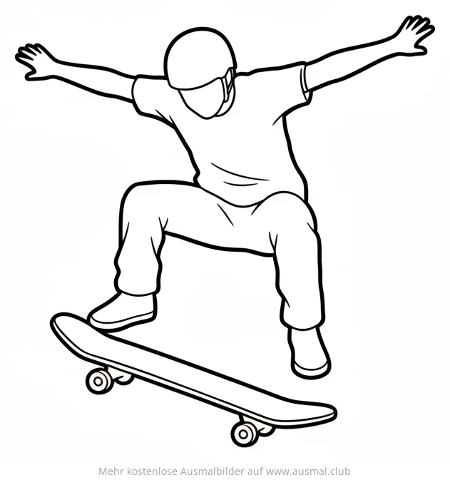 Skateboarder macht Trick in der Luft Ausmalbild