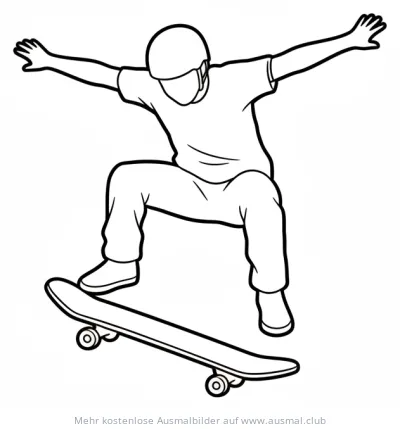 Skateboarder macht Trick in der Luft Ausmalbild