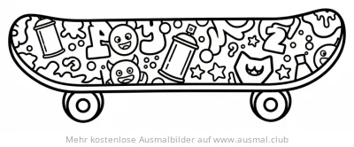 Skateboard mit Graffiti-Motiven Ausmalbild