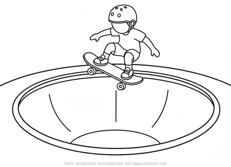 Skateboardfahrer in Bowl Ausmalbild