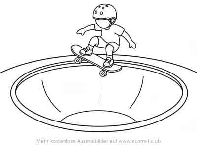 Skateboardfahrer in Bowl Ausmalbild