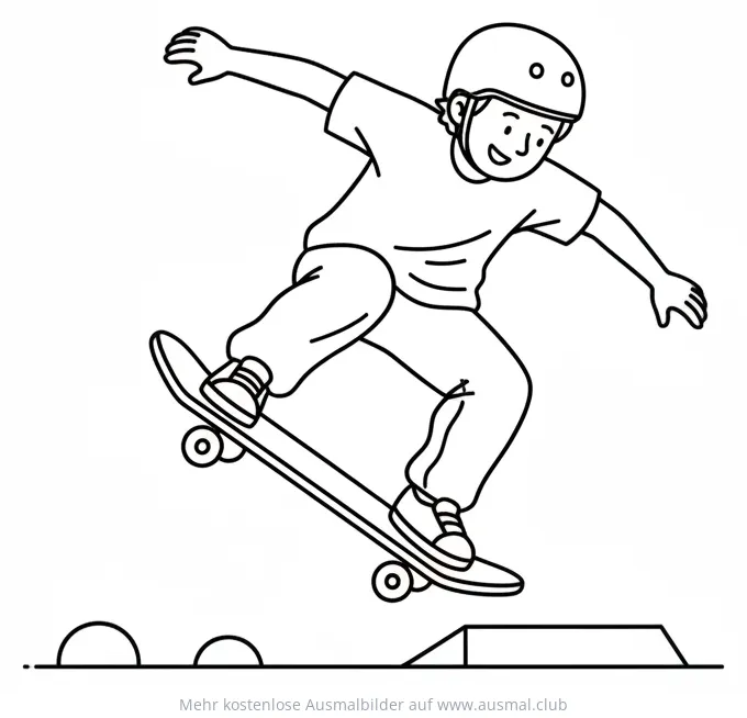 Skateboarder beim Nosegrab Trick Ausmalbild