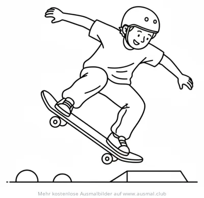 Skateboarder beim Nosegrab Trick Ausmalbild