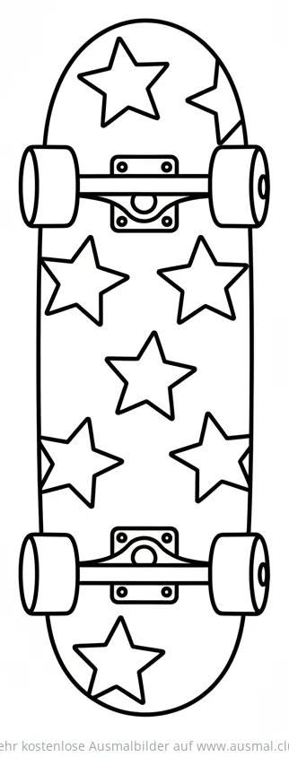 Skateboard mit Sternen Ausmalbild