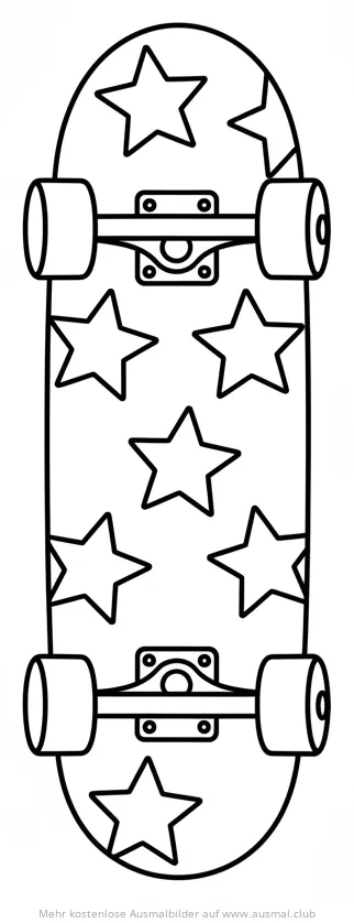 Skateboard mit Sternen Ausmalbild